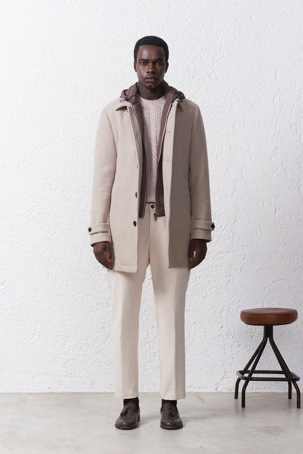 Cappotto collo camicia in Misto Lana
