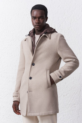 Cappotto collo camicia in Misto Lana
