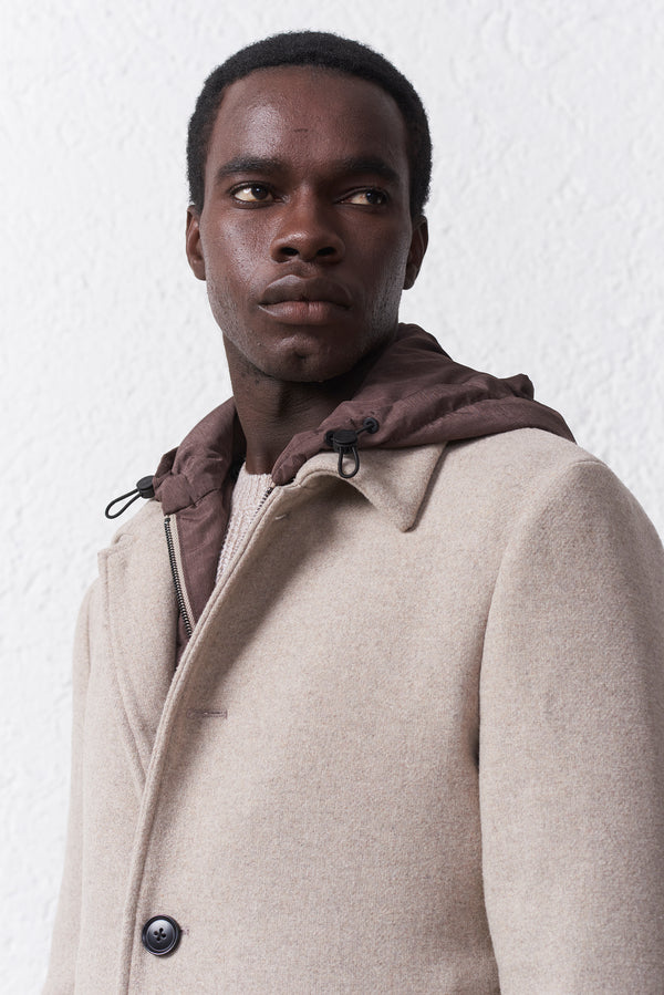 Cappotto collo camicia in Misto Lana