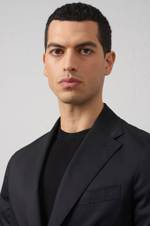 Giacca Nera  Decostruita in Cotone Stretch