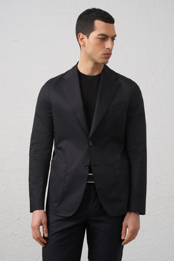 Giacca Nera  Decostruita in Cotone Stretch
