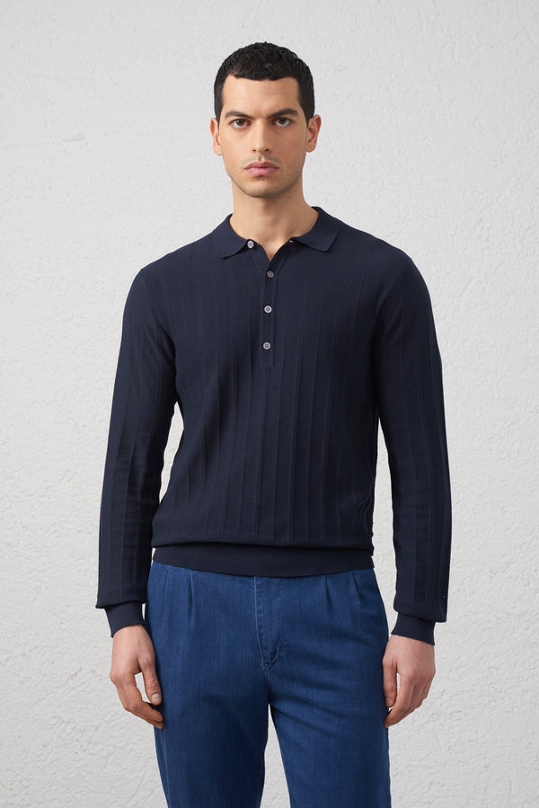 Polo in Maglia Manica lunga in Cotone Filato 2/60