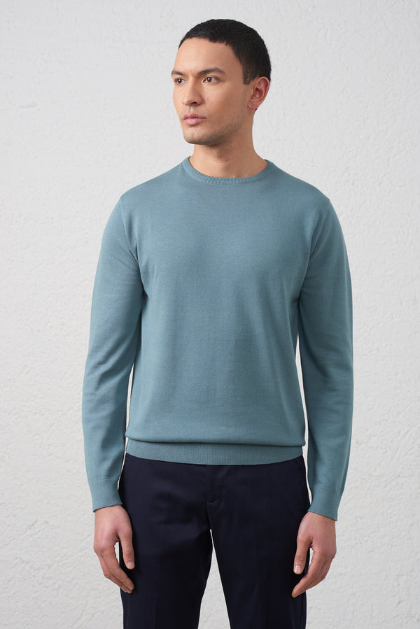 Maglia Girocollo in Cotone Filato 2/40
