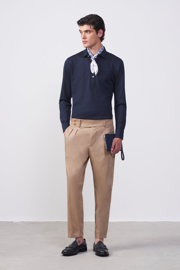 Pantalone Vita Alta con Doppio Bottone e Pinces