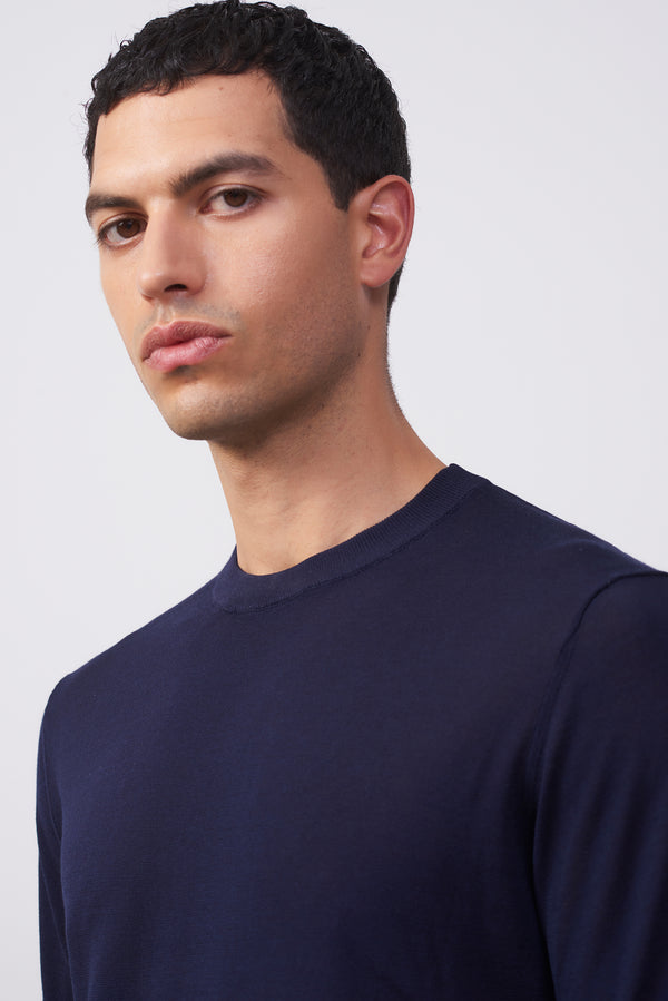 Maglia Blu in Filo con Seta