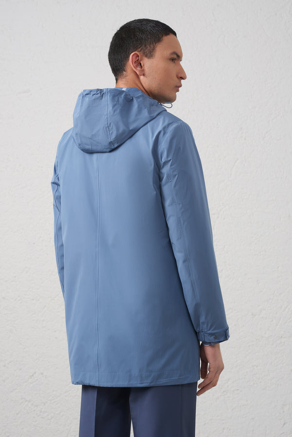 Giubbino lungo in tessuto tecnico con zip waterproof