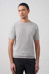 T-Shirt in Maglia con Taschino Grigio Melange