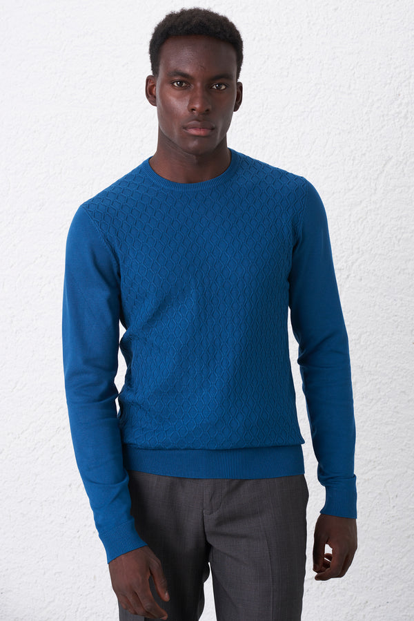 Herringbone pattern crewneck