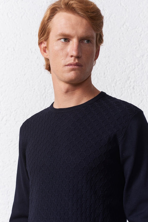 Herringbone pattern crewneck