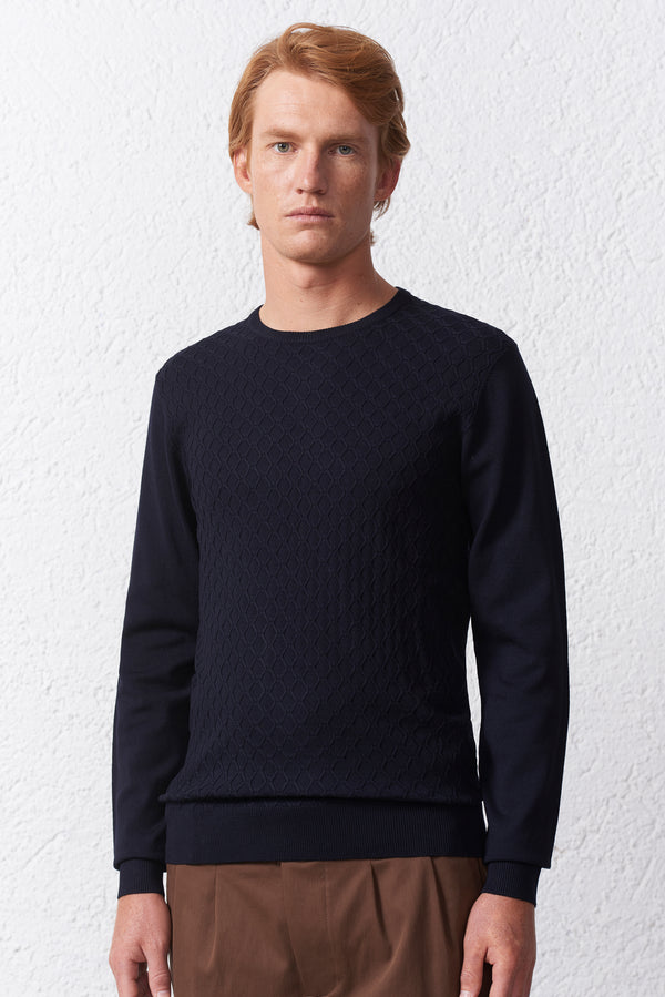 Herringbone pattern crewneck