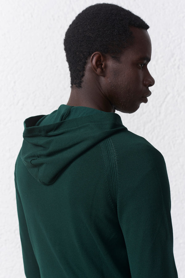 Cardigan con Cappuccio e Zip