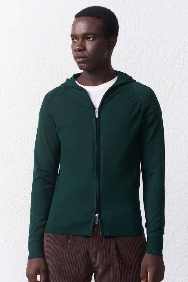 Cardigan con Cappuccio e Zip