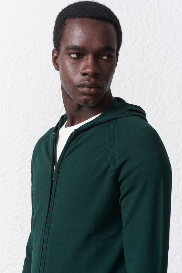 Cardigan con Cappuccio e Zip