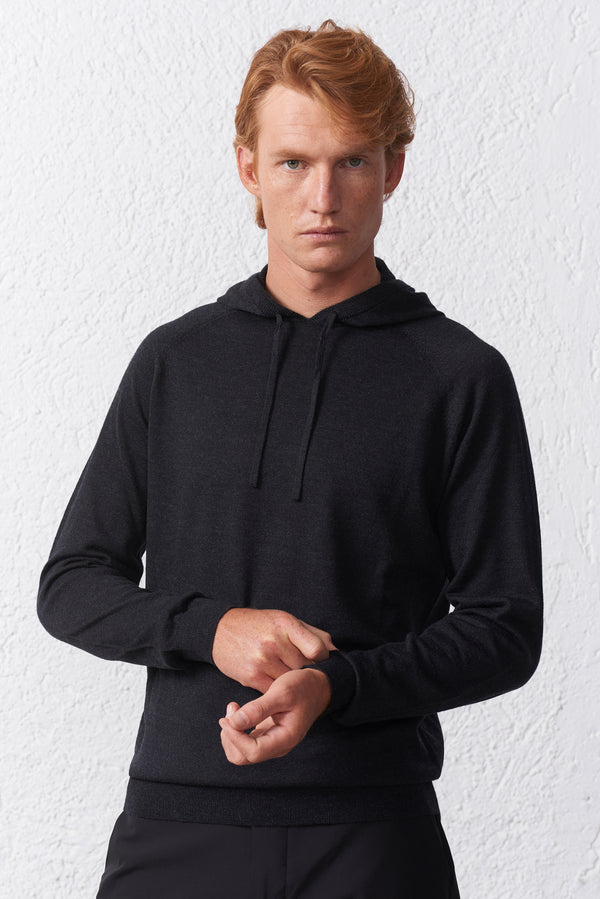 Felpa Cappuccio in misto Merinos