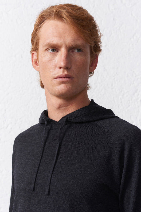 Felpa Cappuccio in misto Merinos