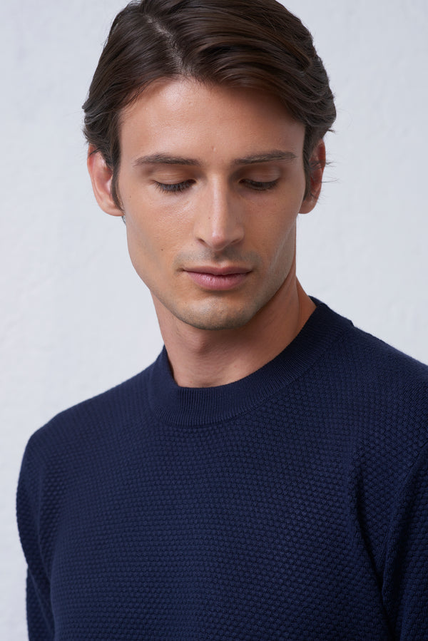 Maglia Girocollo con Lavorazione Texture