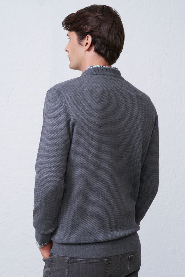 Maglia Girocollo con Lavorazione Texture
