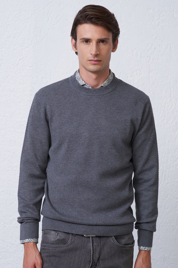 Maglia Girocollo con Lavorazione Texture