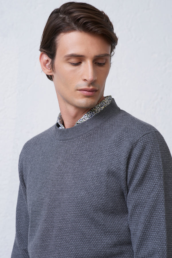 Maglia Girocollo con Lavorazione Texture