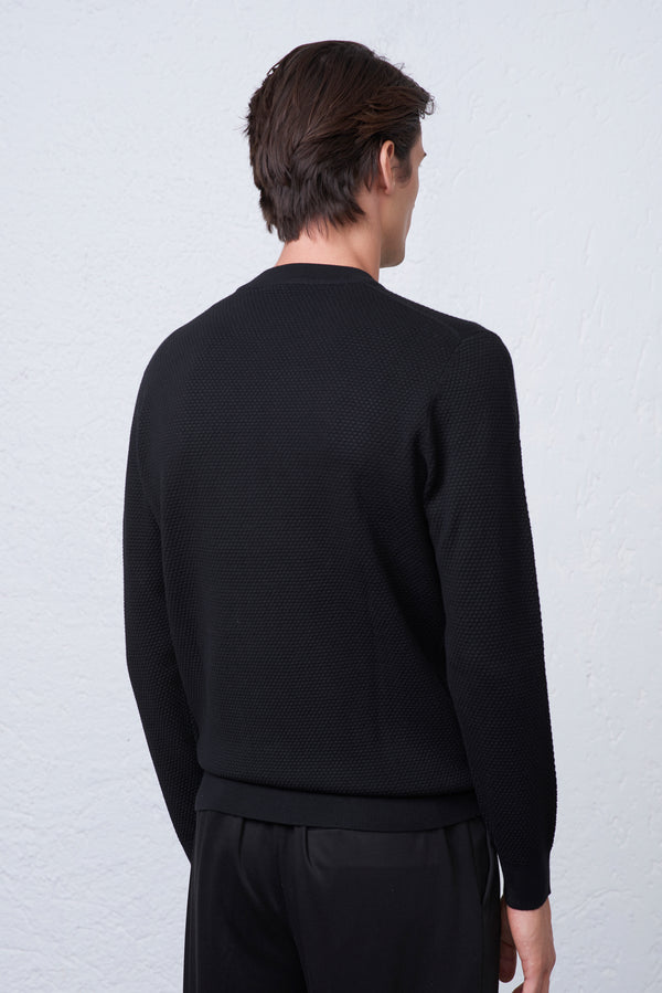 Maglia Girocollo con Lavorazione Texture