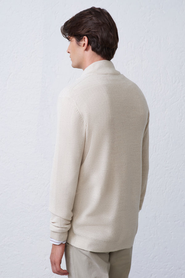 Cardigan Bottoni Chicco di Riso in misto Lana Merinos
