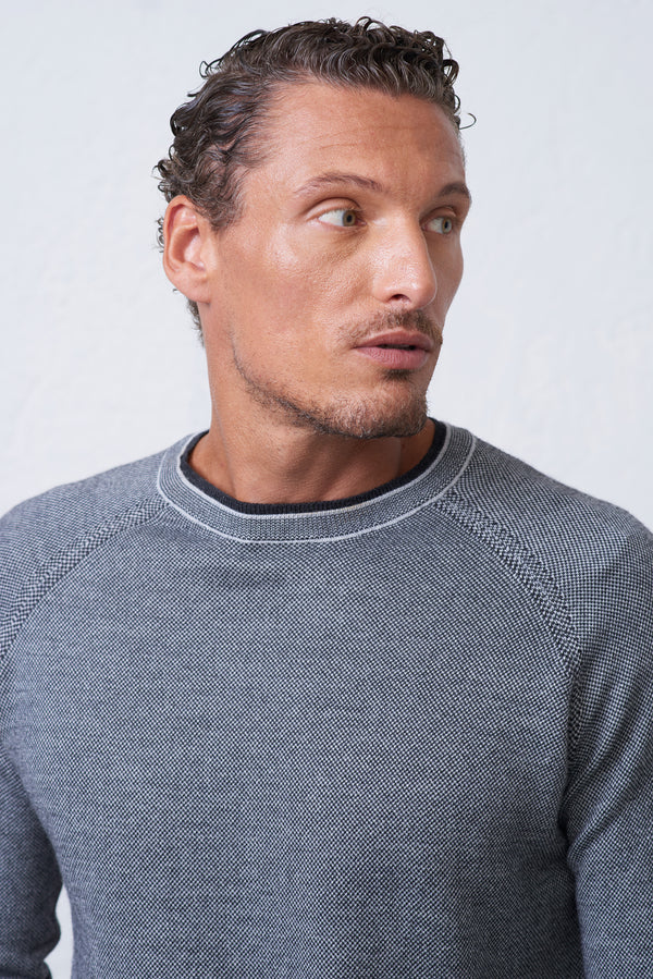 Maglia Girocollo Doppio Collo in misto Lana Merinos