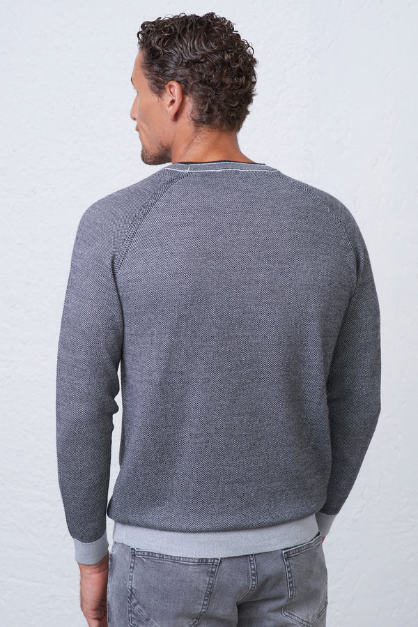 Maglia Girocollo Doppio Collo in misto Lana Merinos
