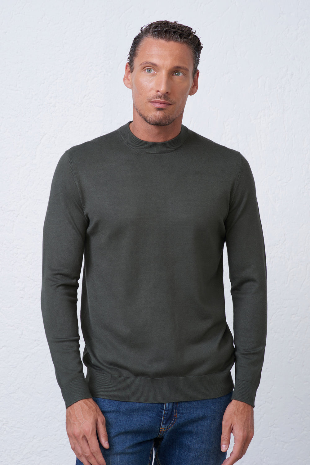Maglia Girocollo Doppio Collo in misto Lana Merinos