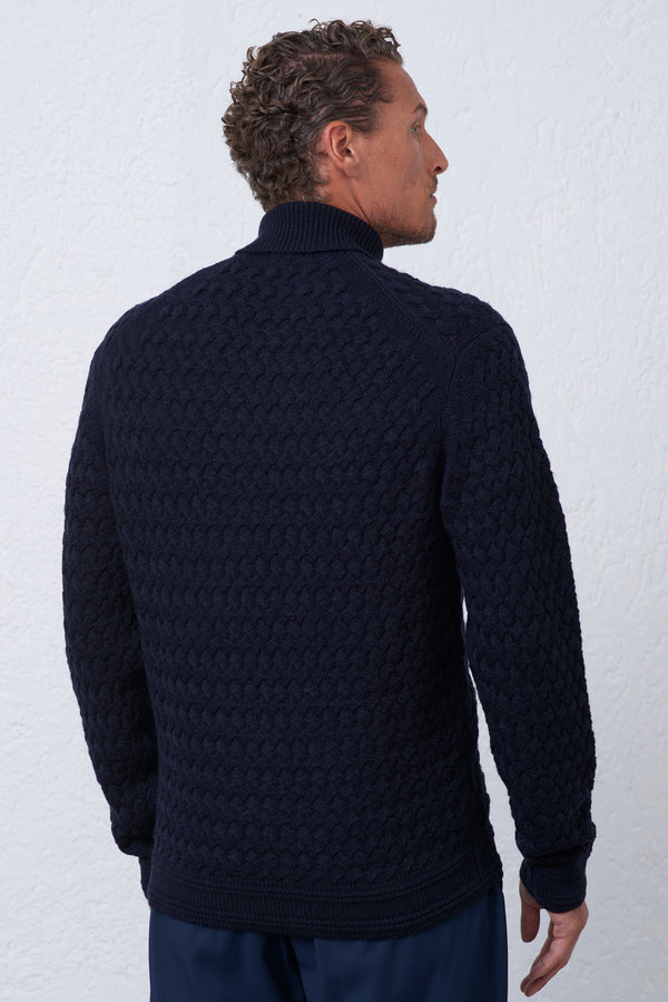 Maglia Collo Alto con Lavorazione Intrecciata Uomo