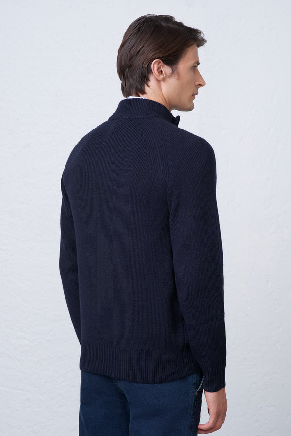 Maglia Uomo Mezza Zip in Misto Lana
