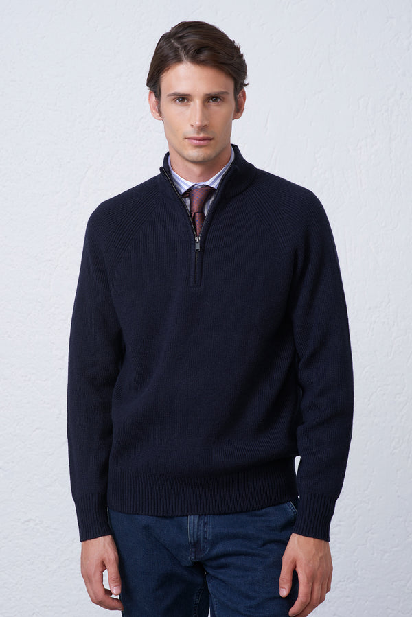 Maglia Uomo Mezza Zip in Misto Lana