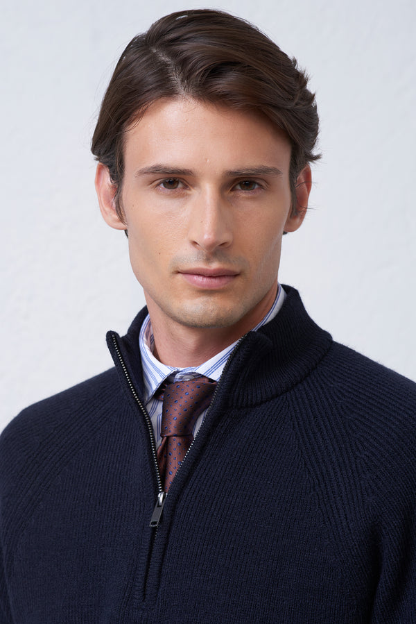 Maglia Uomo Mezza Zip in Misto Lana