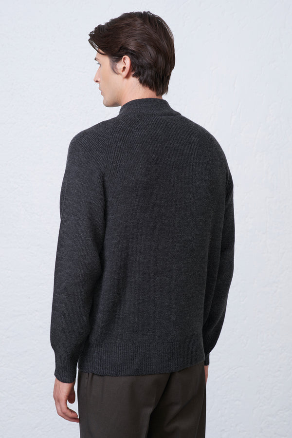 Maglia Uomo Mezza Zip in Misto Lana