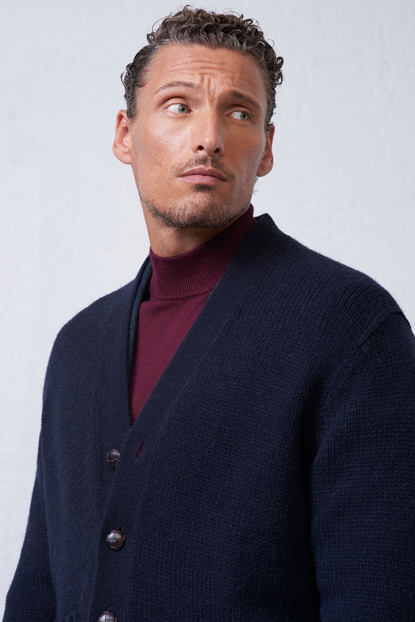 Cardigan Collo Sciallato in Misto Lana