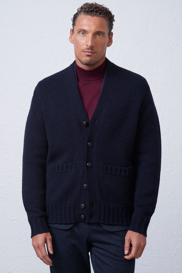 Cardigan Collo Sciallato in Misto Lana