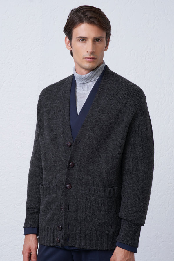 Cardigan Collo Sciallato in Misto Lana