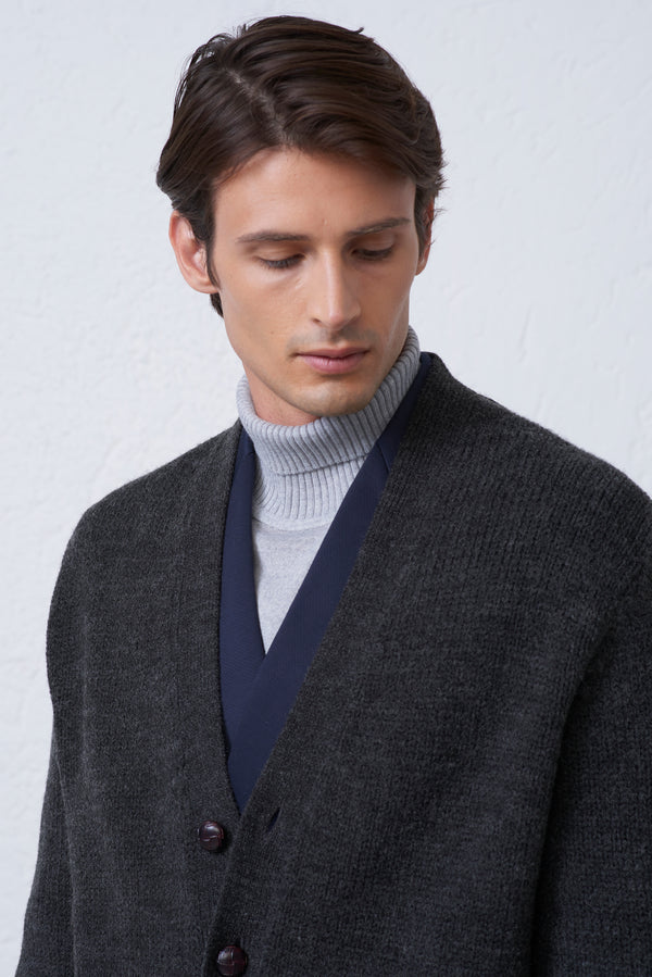 Cardigan Collo Sciallato in Misto Lana