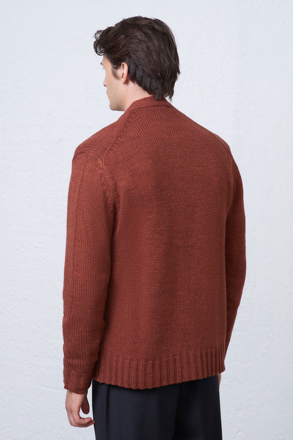 Cardigan Collo Sciallato in Misto Lana