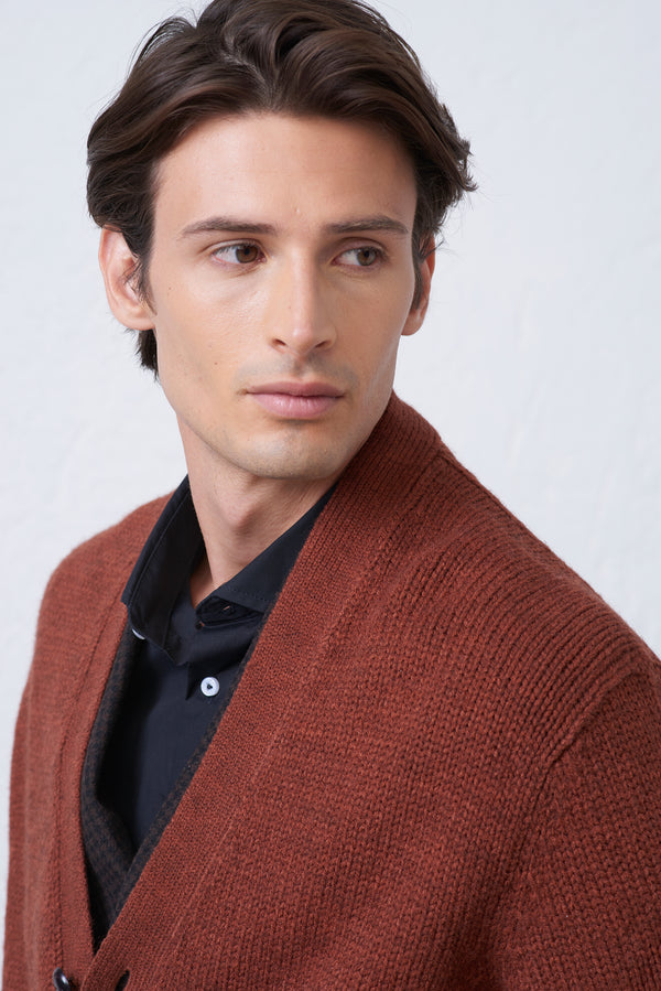 Cardigan Collo Sciallato in Misto Lana