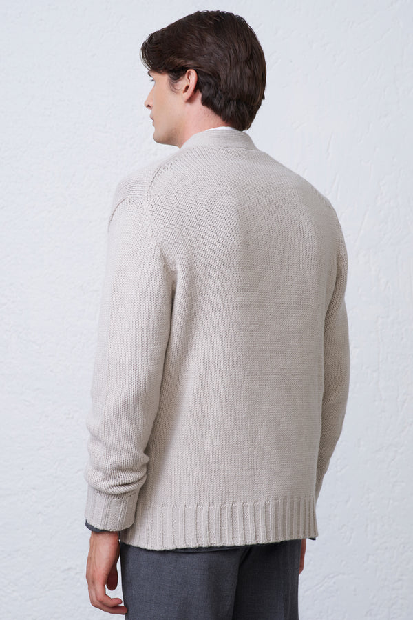 Cardigan Collo Sciallato in Misto Lana