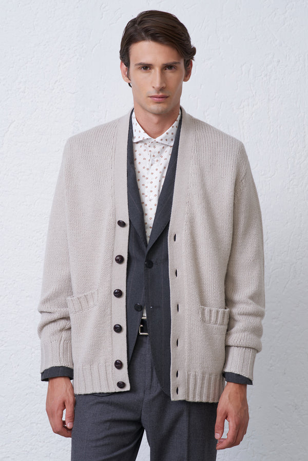 Cardigan Collo Sciallato in Misto Lana