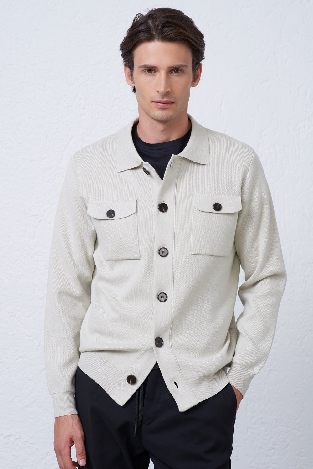 Overshirt in Maglia Stretch Viscosa e Modal Uomo