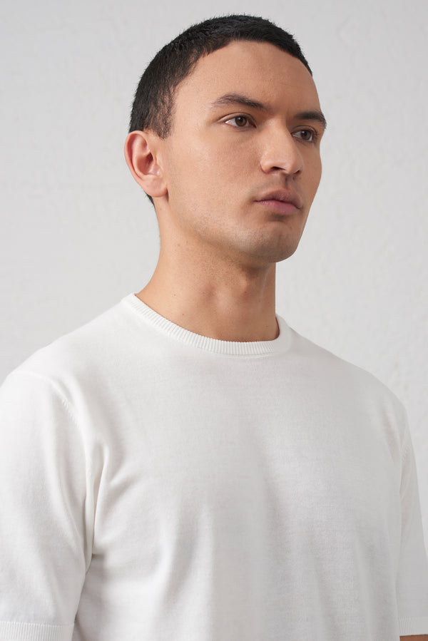 Girocollo manica corta Bianco in Cotone Filato 2/60 (Copia)