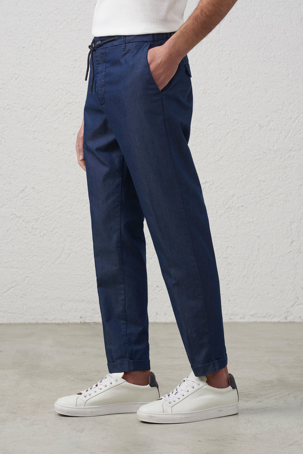 Jogger in Denim con Coulisse