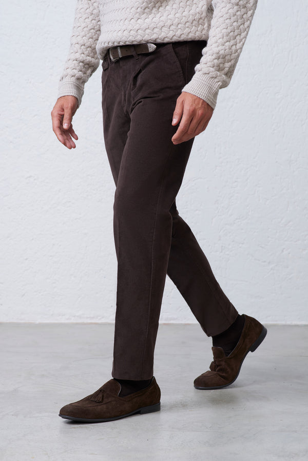 Pantalone Uomo Comfort Fit in Velluto Liscio Uomo