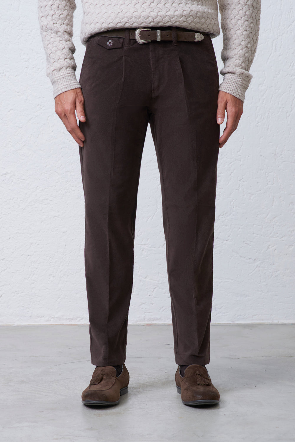 Pantalone Uomo Comfort Fit in Velluto Liscio Uomo