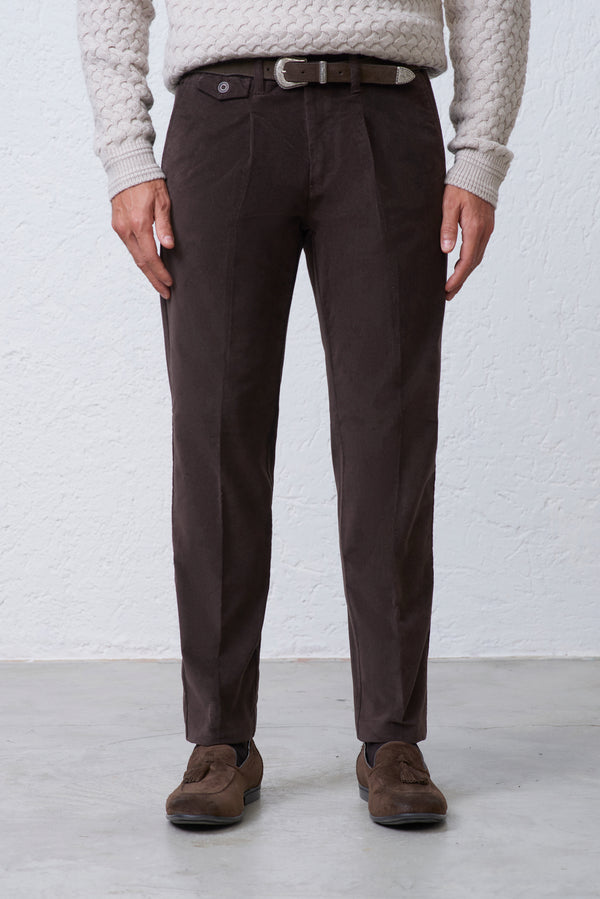 Pantalone Uomo Comfort Fit in Velluto Liscio Uomo