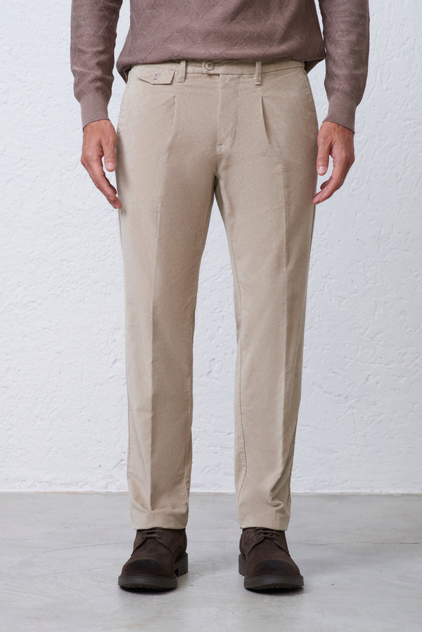 Pantalone Uomo Comfort Fit in Velluto Liscio Uomo