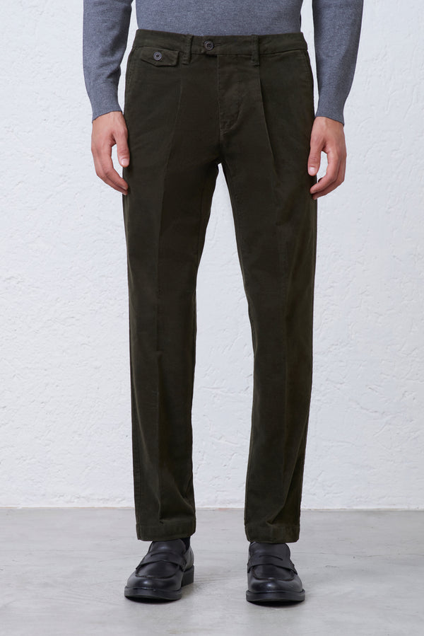 Pantalone Uomo Comfort Fit in Velluto Liscio Uomo
