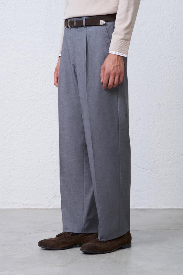 Pantalone Wide Leg Vita Alta in Lana